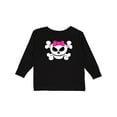 thumbnail image 1 of Inktastic Skull with Bow Girls Long Sleeve Toddler T-Shirt, 1 of 5