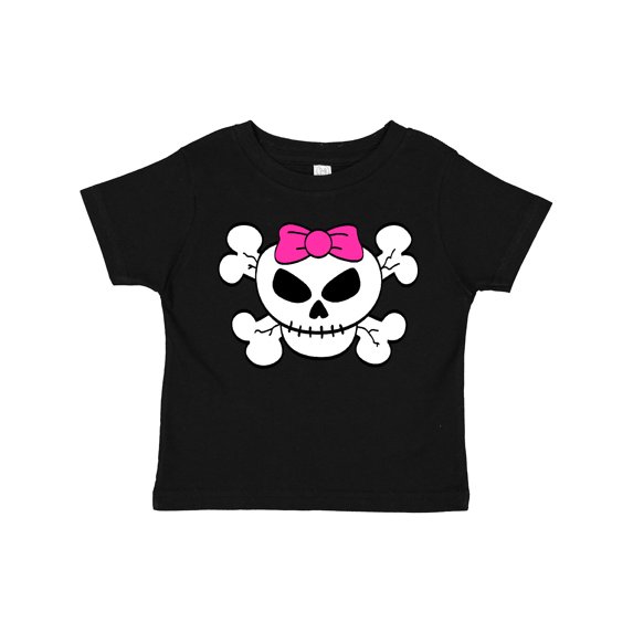Inktastic Skull with Bow Girls Toddler T-Shirt