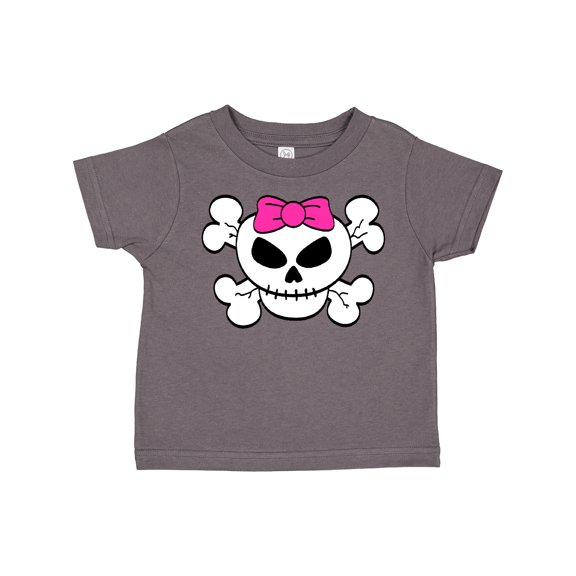 Inktastic Skull with Bow Girls Toddler T-Shirt