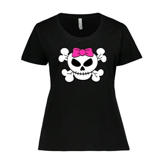 Inktastic Skull with Bow Women's Plus Size T-Shirt