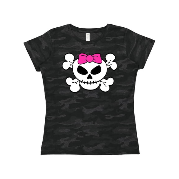 Inktastic Skull with Bow Women's T-Shirt