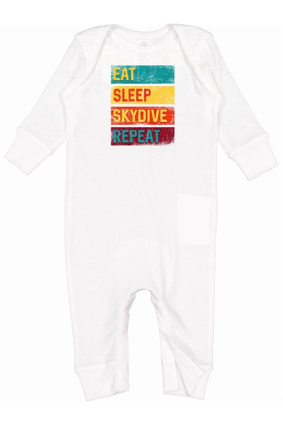 Skydiving Eat Sleep Skydive Repeat Baby Romper Coveralls