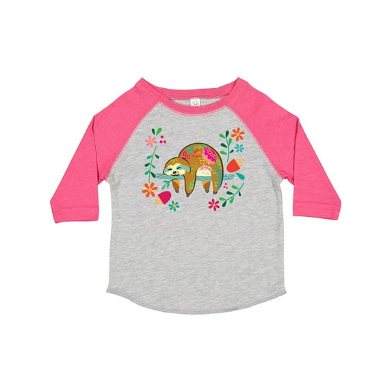 Inktastic Sloth Cute Girls Flowered Girls Toddler T-Shirt