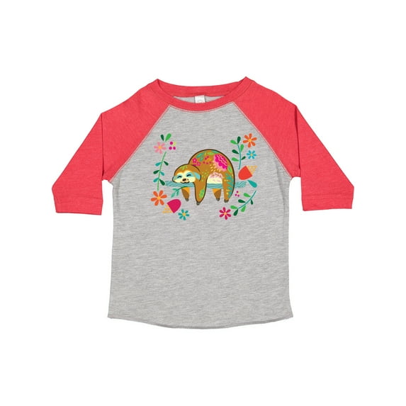 Inktastic Sloth Cute Girls Flowered Girls Toddler T-Shirt
