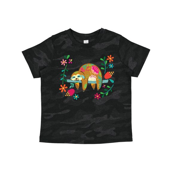 Inktastic Sloth Cute Girls Flowered Girls Toddler T-Shirt