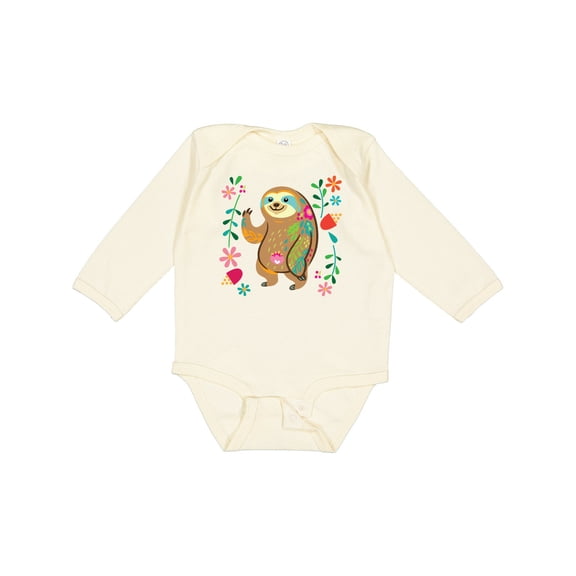 Inktastic Sloth Cute for Girls Girls Long Sleeve Baby Bodysuit