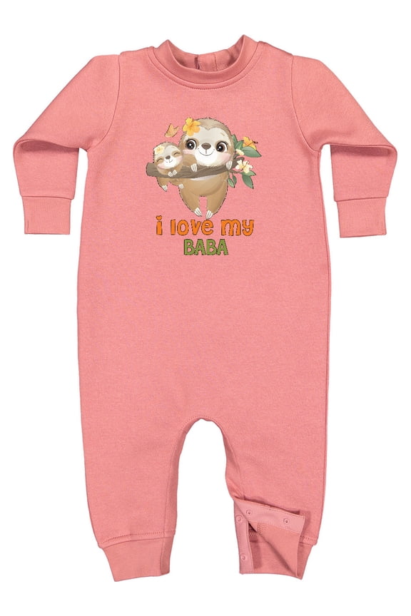 Sloth I Love My Baba Baby Fleece Romper