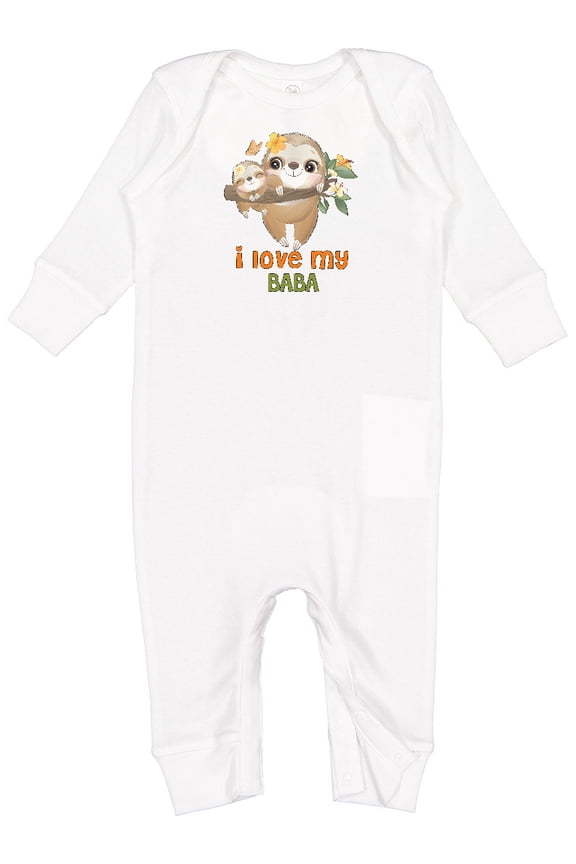 Sloth I Love My Baba Baby Romper Coveralls