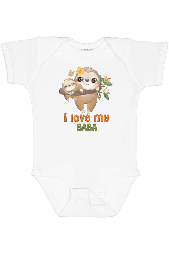 Sloth I Love My Baba Boys or Girls Baby Bodysuit