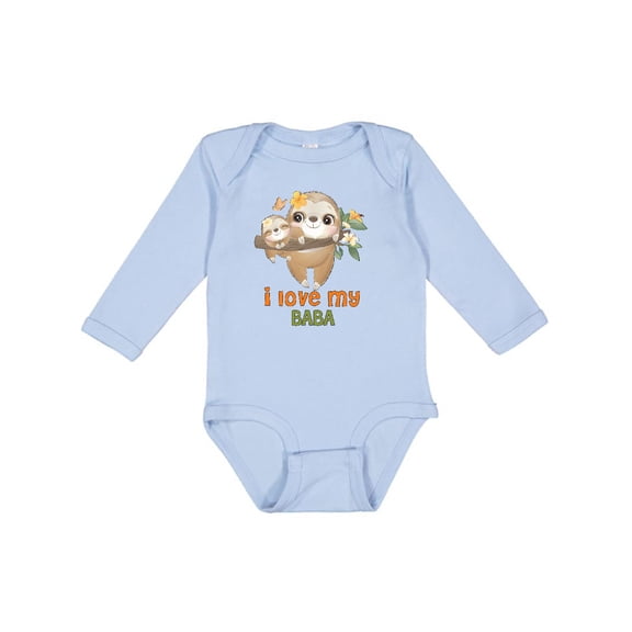 Inktastic Sloth I Love My Baba Boys or Girls Long Sleeve Baby Bodysuit