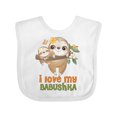 thumbnail image 1 of Inktastic Sloth I Love My Babushka Boys or Girls Baby Bib, 1 of 4