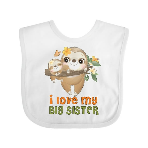 Inktastic Sloth I Love My Big Sister Boys or Girls Baby Bib