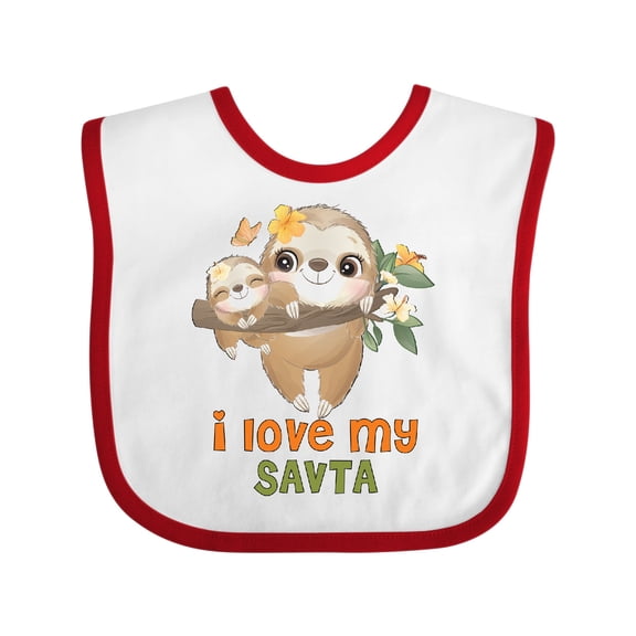 Inktastic Sloth I Love My Savta Boys or Girls Baby Bib
