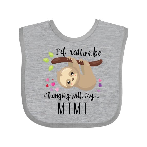 Inktastic Sloth I'd Rather Be Hanging with Mimi Boys or Girls Baby Bib