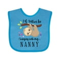 thumbnail image 1 of Inktastic Sloth I'd Rather Be Hanging with Nanny Boys or Girls Baby Bib, 1 of 4