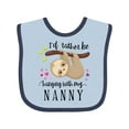 thumbnail image 1 of Inktastic Sloth I'd Rather Be Hanging with Nanny Boys or Girls Baby Bib, 1 of 4