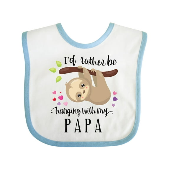 Inktastic Sloth I'd Rather Be Hanging with Papa Boys or Girls Baby Bib