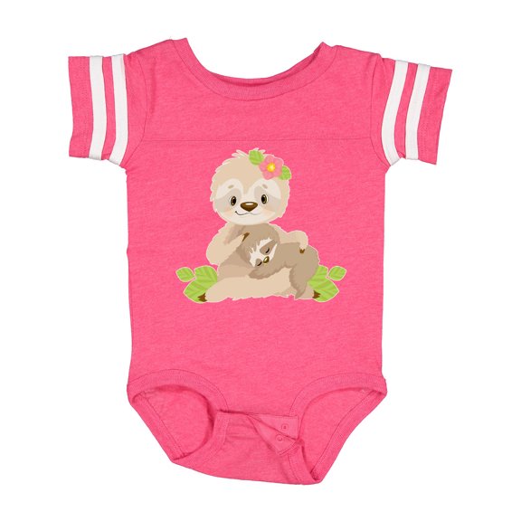 Inktastic Sloth Mom with Baby Sloth and Flowers Boys or Girls Baby Bodysuit
