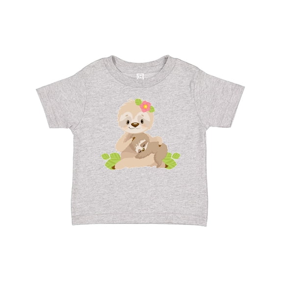 Inktastic Sloth Mom with Baby Sloth and Flowers Boys or Girls Baby T-Shirt