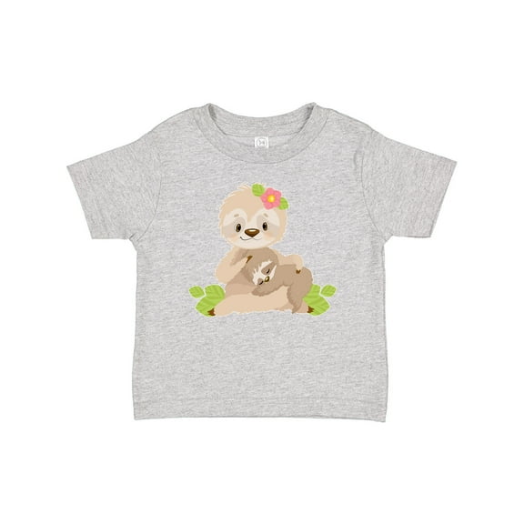 Inktastic Sloth Mom with Baby Sloth and Flowers Boys or Girls Baby T-Shirt
