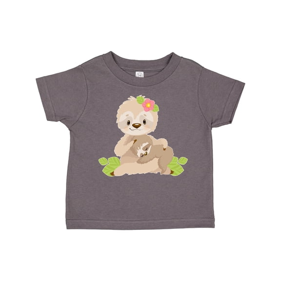 Inktastic Sloth Mom with Baby Sloth and Flowers Boys or Girls Toddler T-Shirt