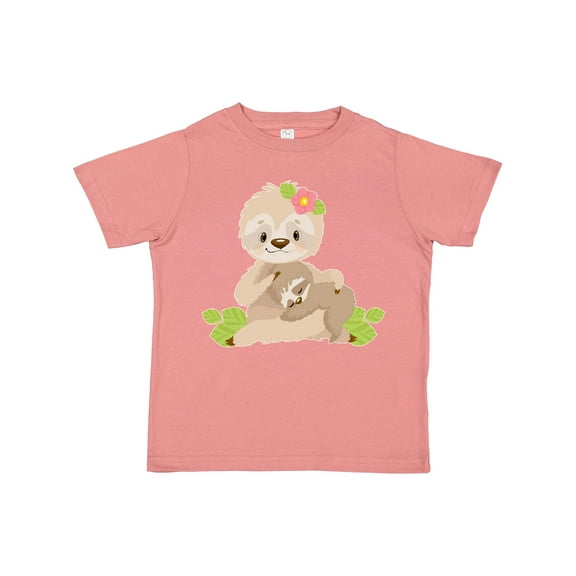 Inktastic Sloth Mom with Baby Sloth and Flowers Boys or Girls Toddler T-Shirt