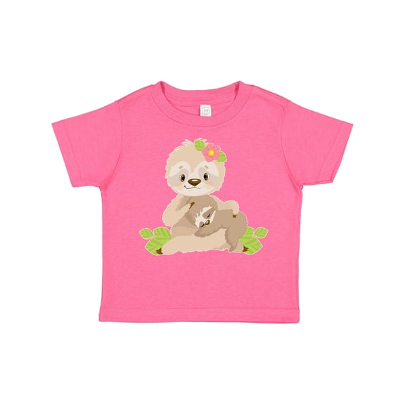 Inktastic Sloth Mom with Baby Sloth and Flowers Boys or Girls Toddler T-Shirt