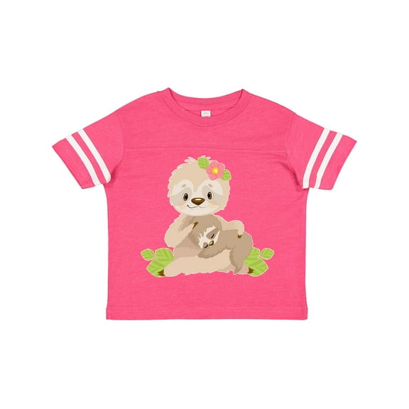 Inktastic Sloth Mom with Baby Sloth and Flowers Boys or Girls Toddler T-Shirt