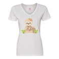 thumbnail image 1 of Inktastic Sloth Mom with Baby Sloth and Flowers Women's V-Neck T-Shirt, 1 of 5