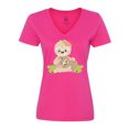 thumbnail image 1 of Inktastic Sloth Mom with Baby Sloth and Flowers Women's V-Neck T-Shirt, 1 of 5