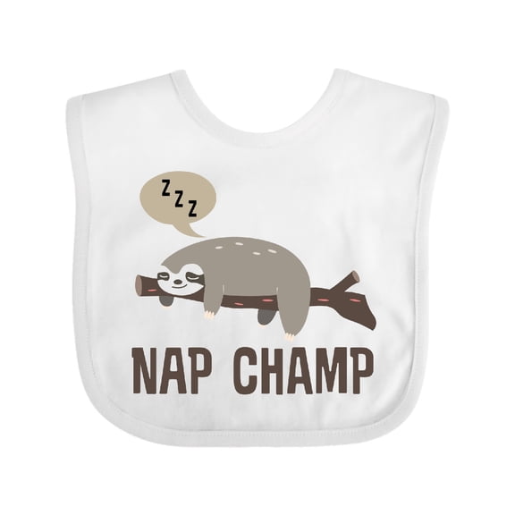 Inktastic Sloth Nap Champ New Baby Boys or Girls Baby Bib