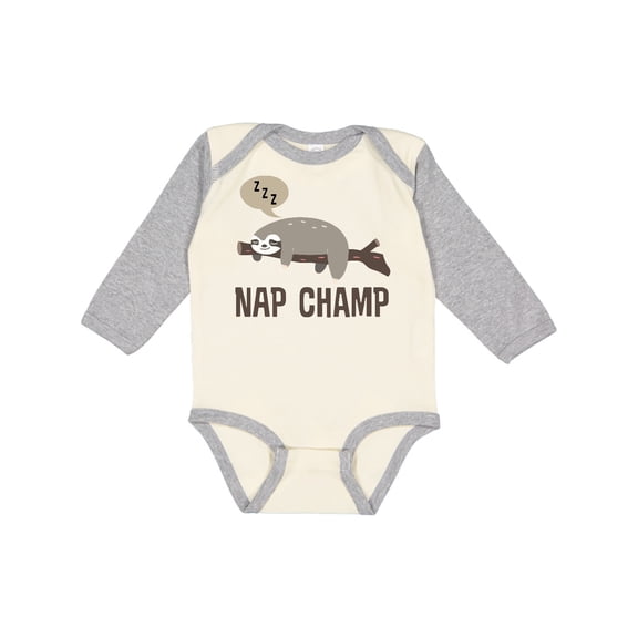 Inktastic Sloth Nap Champ New Baby Boys or Girls Long Sleeve Baby Bodysuit
