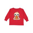 thumbnail image 1 of Inktastic Sloth Pizza Boys or Girls Long Sleeve Toddler T-Shirt, 1 of 5