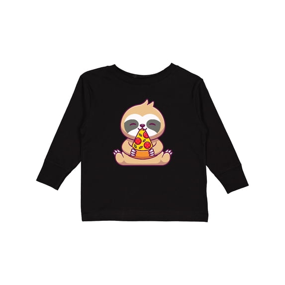 Inktastic Sloth Pizza Boys or Girls Long Sleeve Toddler T-Shirt