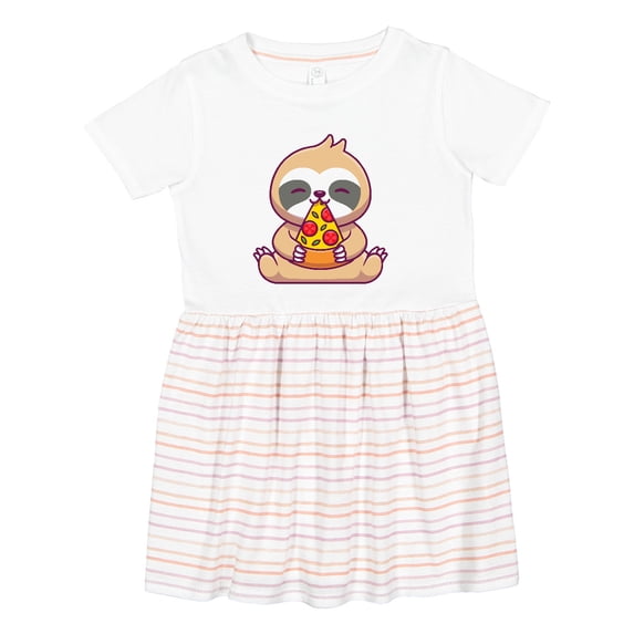 Inktastic Sloth Pizza Girls Toddler Dress