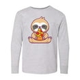 thumbnail image 1 of Inktastic Sloth Pizza Long Sleeve Youth T-Shirt, 1 of 5