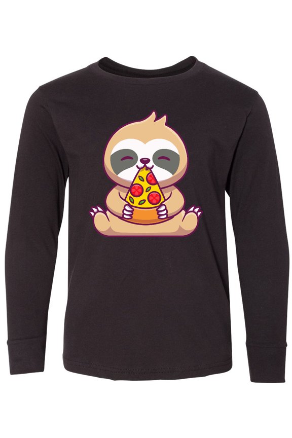 Sloth Pizza Long Sleeve Youth T-Shirt