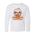 thumbnail image 1 of Inktastic Sloth Pizza Long Sleeve Youth T-Shirt, 1 of 5