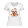 thumbnail image 1 of Inktastic Sloth Pizza Women's Plus Size T-Shirt, 1 of 5