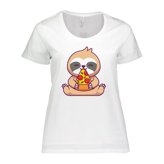 Inktastic Sloth Pizza Women's Plus Size T-Shirt