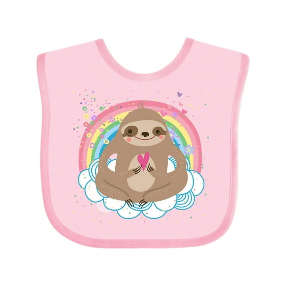Inktastic Sloth Yoga Rainbow Girls Baby Bib