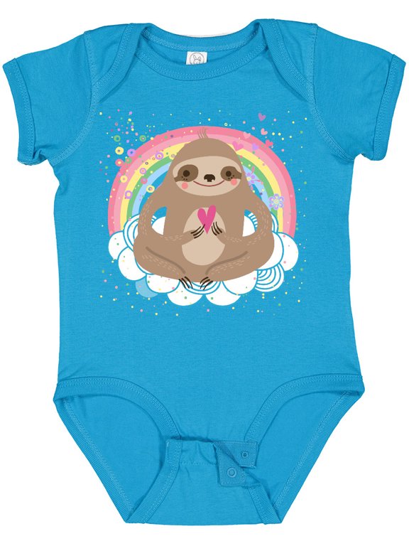 Sloth Yoga Rainbow Girls Baby Bodysuit