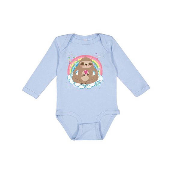 Inktastic Sloth Yoga Rainbow Girls Long Sleeve Baby Bodysuit