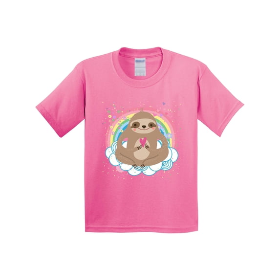 Inktastic Sloth Yoga Rainbow Youth T-Shirt
