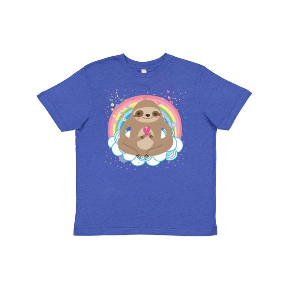 Inktastic Sloth Yoga Rainbow Youth T-Shirt