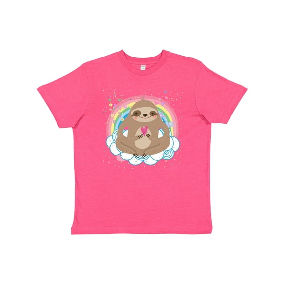 Inktastic Sloth Yoga Rainbow Youth T-Shirt