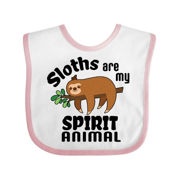 Inktastic Sloths Are My Spirit Animal with Cute Sloth Illustration Boys or Girls Baby Bib