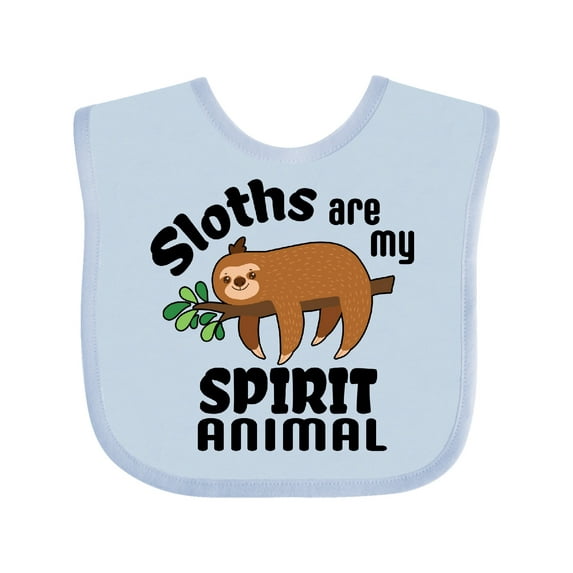 Inktastic Sloths Are My Spirit Animal with Cute Sloth Illustration Boys or Girls Baby Bib