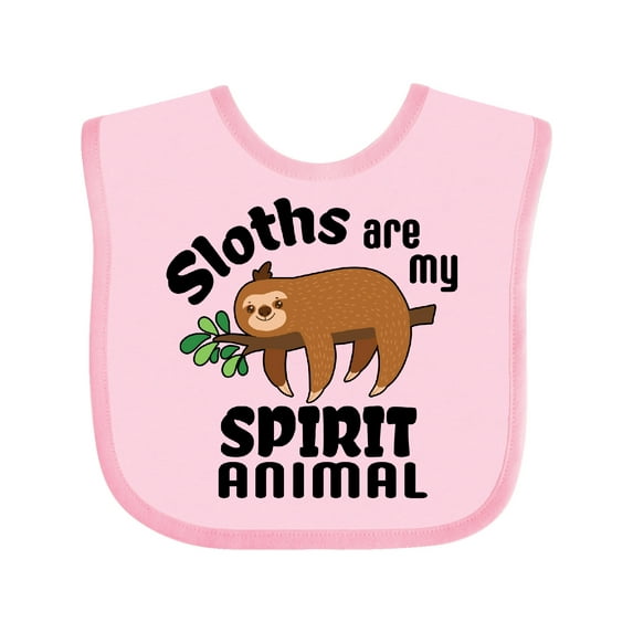 Inktastic Sloths Are My Spirit Animal with Cute Sloth Illustration Boys or Girls Baby Bib