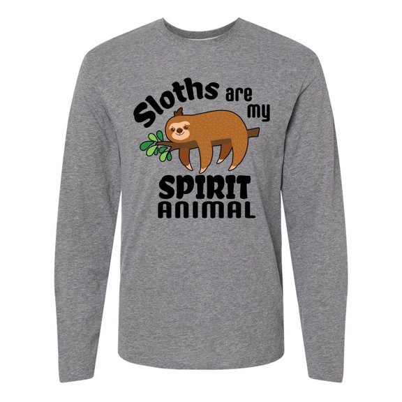 Inktastic Sloths Are My Spirit Animal with Cute Sloth Illustration Long Sleeve T-Shirt